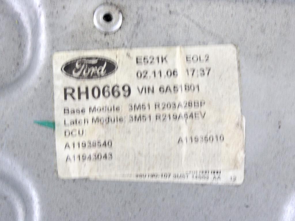 MEHANIZEM DVIGA SPREDNJIH STEKEL  OEM N. 22529 SISTEMA ALZACRISTALLO PORTA ANTERIORE ELETTR ORIGINAL REZERVNI DEL FORD FOCUS CMAX DM2 MK1 R (04/2007 - 2010) DIESEL LETNIK 2009