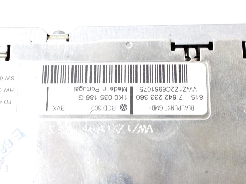 RADIO CD / OJACEVALNIK / IMETNIK HIFI OEM N. 1K0035186G ORIGINAL REZERVNI DEL VOLKSWAGEN GOLF V 1K1 1K5 MK5 BER/SW (02/2004-11/2008) DIESEL LETNIK 2004