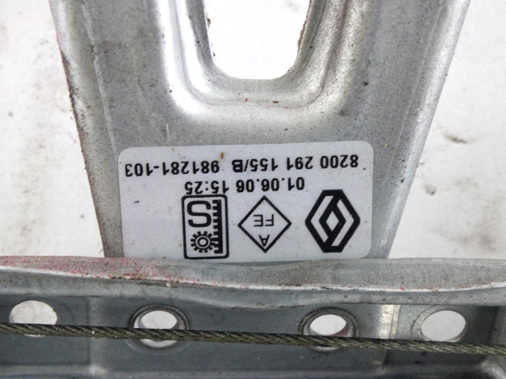 ROCNI SISTEM ZA DVIGOVANJE ZADNJEGA STEKLA  OEM N. 8200291155 ORIGINAL REZERVNI DEL RENAULT CLIO BR0//1 CR0/1 KR0/1 MK3 R (05/2009 - 2013) DIESEL LETNIK 2012