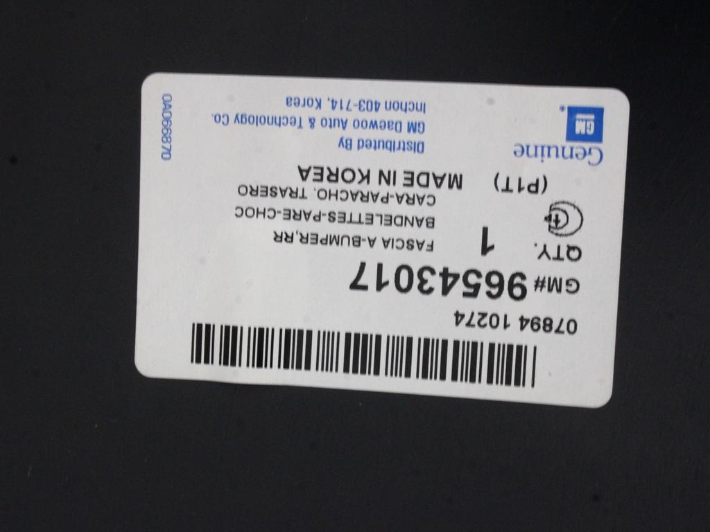 ZADNJI ODBIJAC OEM N. 96543017 ORIGINAL REZERVNI DEL CHEVROLET KALOS T200 (2005 - 2008) BENZINA LETNIK 2007