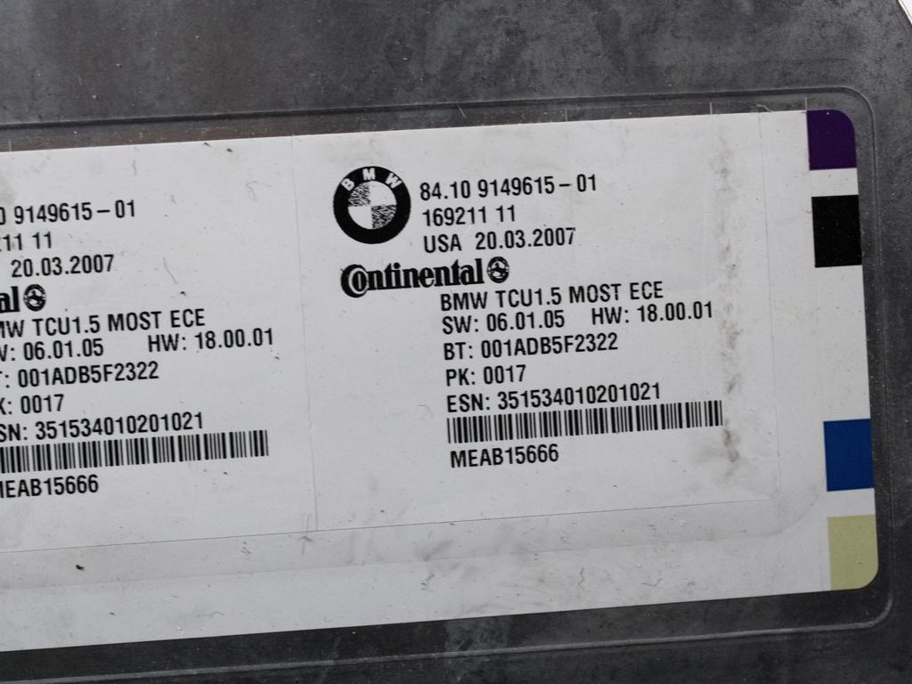 RACUNALNIK TELEFONA  OEM N. 84109149615 ORIGINAL REZERVNI DEL BMW SERIE 3 BER/SW/COUPE/CABRIO E90/E91/E92/E93 (2005 -2009) DIESEL LETNIK 2007