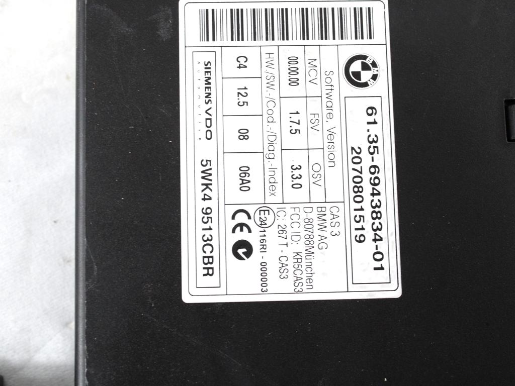 KOMPLET ODKLEPANJE IN VZIG  OEM N. 19995 KIT ACCENSIONE AVVIAMENTO ORIGINAL REZERVNI DEL BMW SERIE 3 BER/SW/COUPE/CABRIO E90/E91/E92/E93 (2005 -2009) DIESEL LETNIK 2007