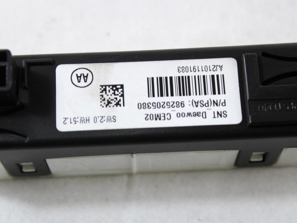 POTOVALNI RACUNALNIK OEM N. 9825205380 ORIGINAL REZERVNI DEL CITROEN C3 SX SY MK3 (DAL 2016) BENZINA LETNIK 2019