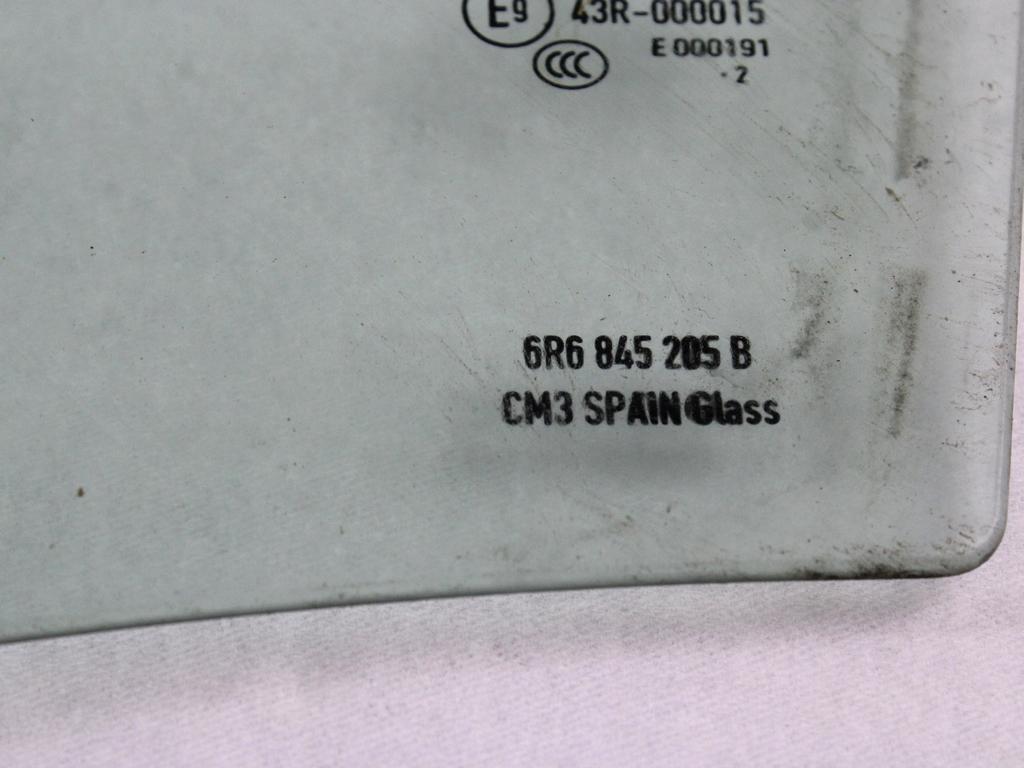 ZADNJA LEVA STEKLO OEM N. 6R6845205B ORIGINAL REZERVNI DEL VOLKSWAGEN POLO 6R1 6C1 (06/2009 - 02/2014) DIESEL LETNIK 2012