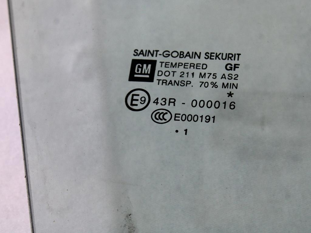 STEKLO SPREDNJIH DESNIH VRAT OEM N. 13270977 ORIGINAL REZERVNI DEL OPEL MERIVA B S10 (2010 -2017)DIESEL LETNIK 2011