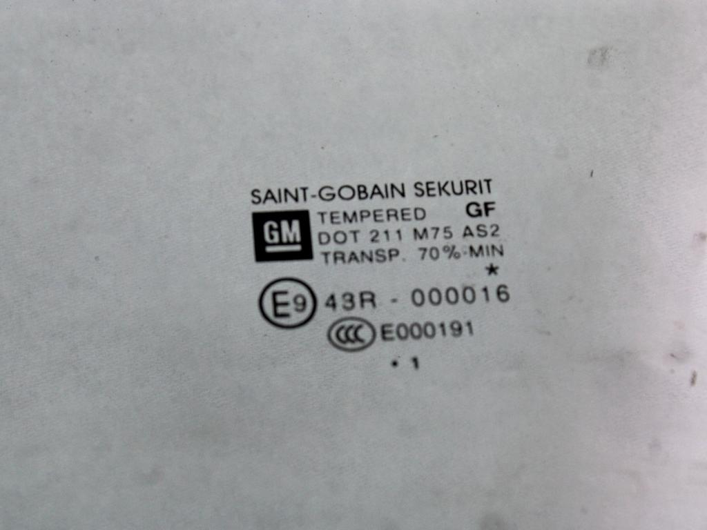 STEKLO SPREDNJIH LEVIH VRAT OEM N. 13270976 ORIGINAL REZERVNI DEL OPEL MERIVA B S10 (2010 -2017)DIESEL LETNIK 2011