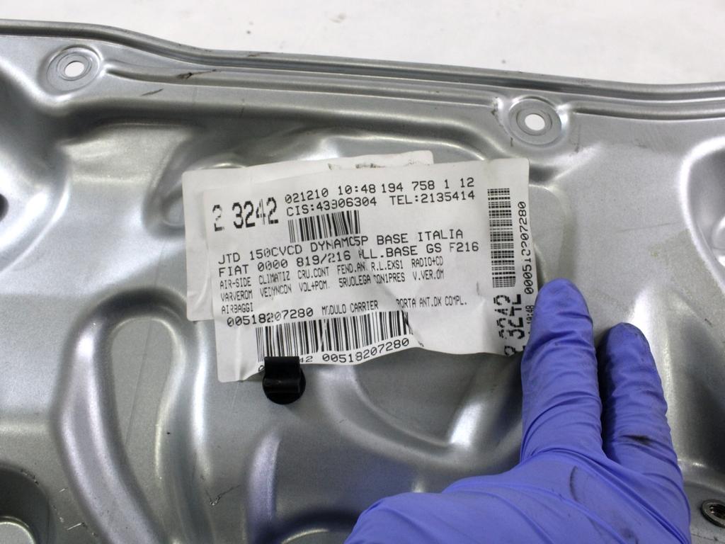 MEHANIZEM DVIGA SPREDNJIH STEKEL  OEM N. 18904 SISTEMA ALZACRISTALLO PORTA ANTERIORE ELETTR ORIGINAL REZERVNI DEL FIAT CROMA 194 MK2 R (11-2007 - 2010) DIESEL LETNIK 2010