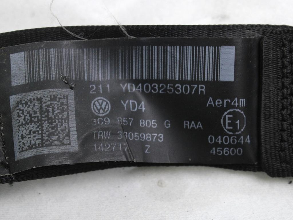 VARNOSTNI PAS OEM N. 3C9857805GRAA ORIGINAL REZERVNI DEL VOLKSWAGEN PASSAT B6 3C2 3C5 BER/SW (2005 - 09/2010)  DIESEL LETNIK 2007