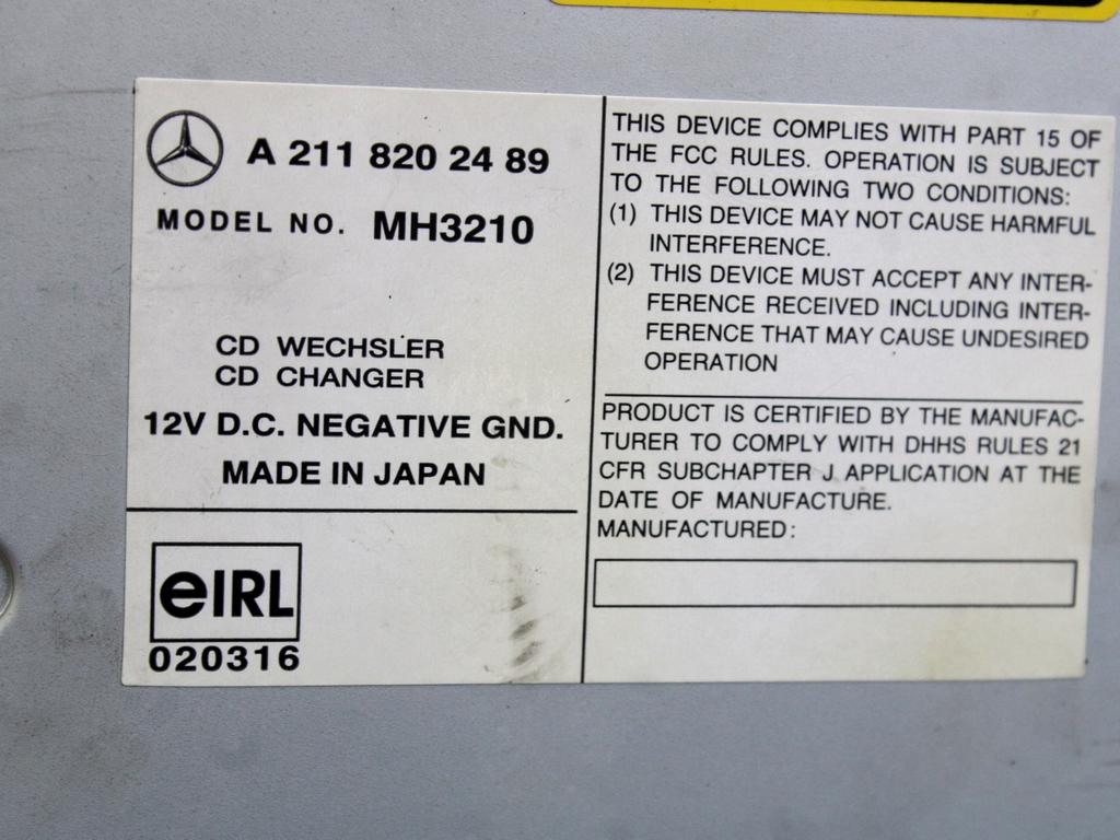 CD POLNILNIK OEM N. A2118202489 ORIGINAL REZERVNI DEL MERCEDES CLASSE E W211 S211 BER/SW (03/2002 - 05/2006) DIESEL LETNIK 2002