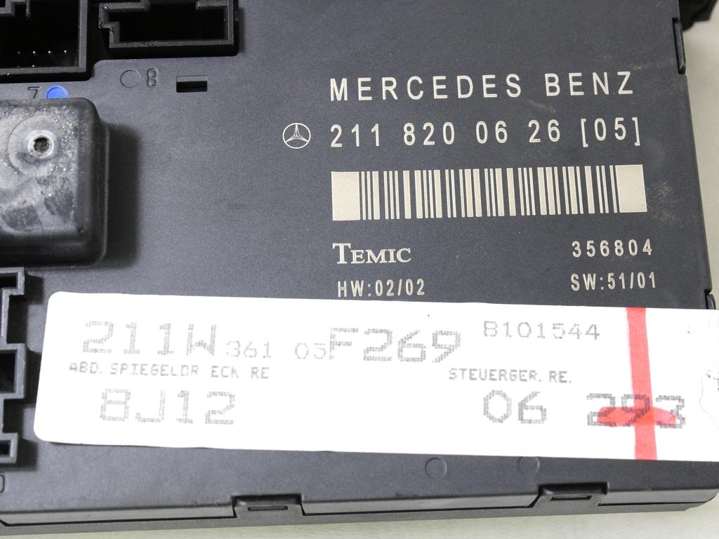 RACUNALNIK VRAT IN STEKEL OEM N. 2118200626 ORIGINAL REZERVNI DEL MERCEDES CLASSE E W211 S211 BER/SW (03/2002 - 05/2006) DIESEL LETNIK 2002