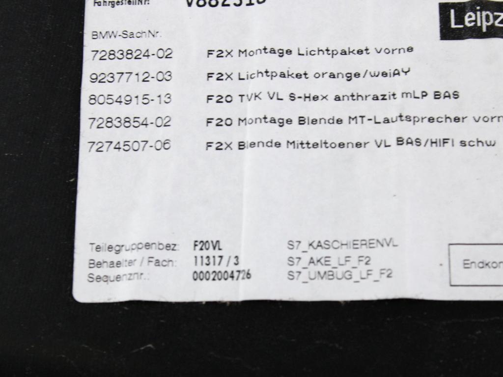 NOTRANJA OBLOGA SPREDNJIH VRAT OEM N. PNASTBWSR1F20RBR5P ORIGINAL REZERVNI DEL BMW SERIE 1 BERLINA F20/F21 LCI (2015 - 2019)DIESEL LETNIK 2017