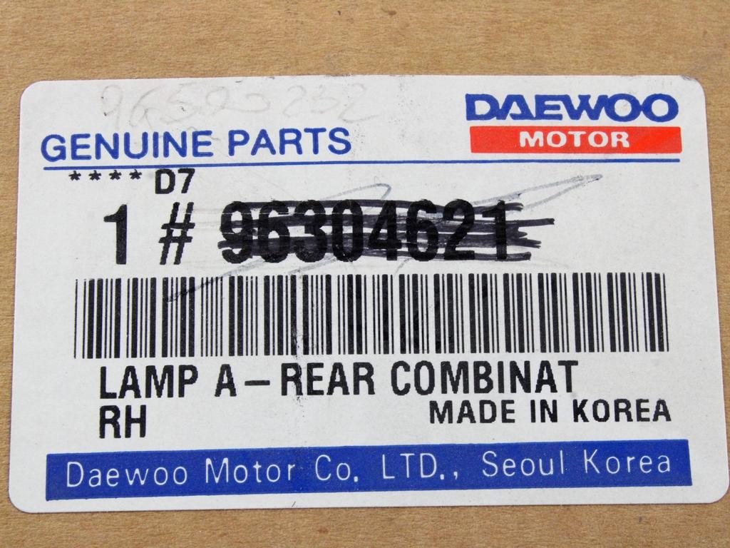 ZADNJI DESNI ZAROMETI OEM N. 96304621 ORIGINAL REZERVNI DEL DAEWOO LANOS T100 (1997 - 2002)BENZINA LETNIK 2000