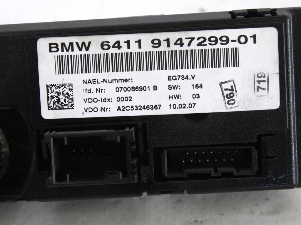 KONTROLNA ENOTA KLIMATSKE NAPRAVE / AVTOMATSKA KLIMATSKA NAPRAVA OEM N. 64119147299 ORIGINAL REZERVNI DEL BMW SERIE 1 BER/COUPE/CABRIO E81/E82/E87/E88 LCI R (2007 - 2013) DIESEL LETNIK 2007