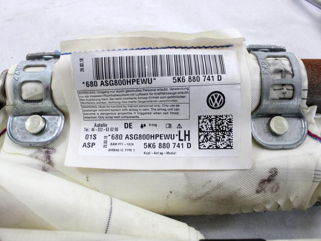 ZRACNA BLAZINA GLAVA LEVA OEM N. 5K6880741D ORIGINAL REZERVNI DEL VOLKSWAGEN GOLF VI 5K1 517 AJ5 MK6 (2008-2012) DIESEL LETNIK 2010