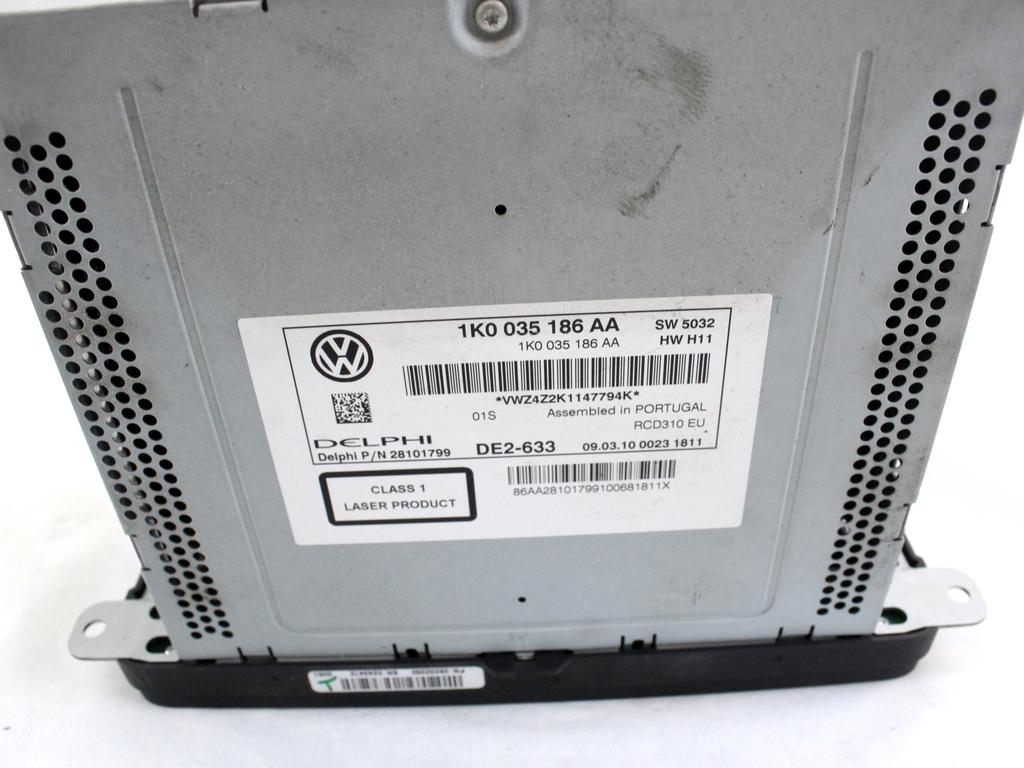 RADIO CD / OJACEVALNIK / IMETNIK HIFI OEM N. 1K0035186AA ORIGINAL REZERVNI DEL VOLKSWAGEN GOLF VI 5K1 517 AJ5 MK6 (2008-2012) DIESEL LETNIK 2010