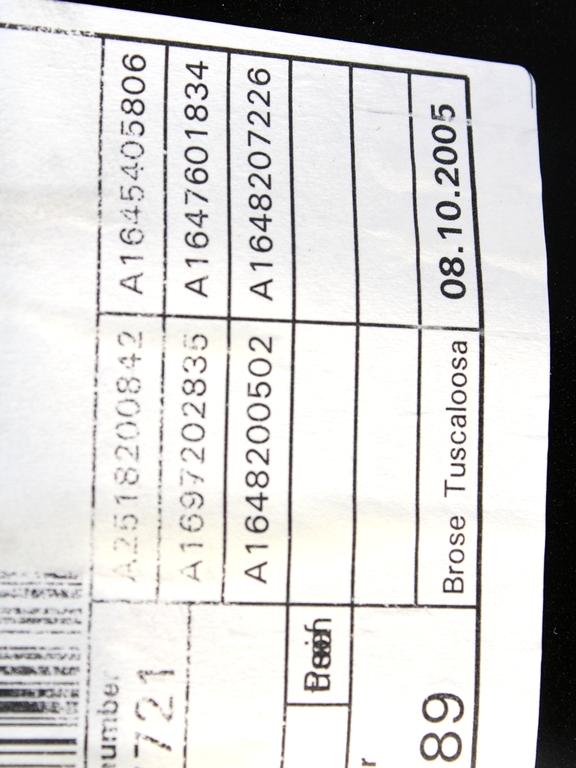 MEHANIZEM DVIGA SPREDNJIH STEKEL  OEM N. 18594 SISTEMA ALZACRISTALLO PORTA ANTERIORE ELETTR ORIGINAL REZERVNI DEL MERCEDES CLASSE ML W164 (2005-2008)DIESEL LETNIK 2006