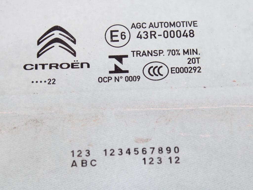 ZADNJA LEVA STEKLO OEM N. 9813022880 ORIGINAL REZERVNI DEL CITROEN C3 SX SY MK3 (DAL 2016) DIESEL LETNIK 2022