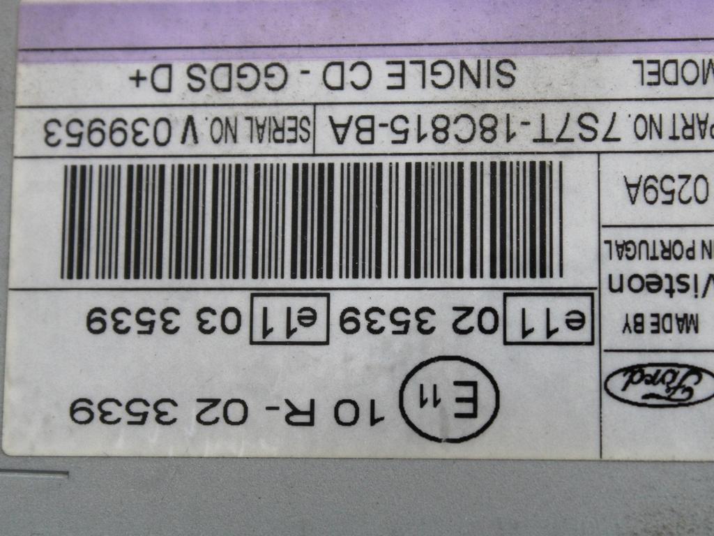 RADIO CD / OJACEVALNIK / IMETNIK HIFI OEM N. 7S7T-18C815-BA ORIGINAL REZERVNI DEL FORD GALAXY WA6 MK2 (2006 - 2015)DIESEL LETNIK 2007