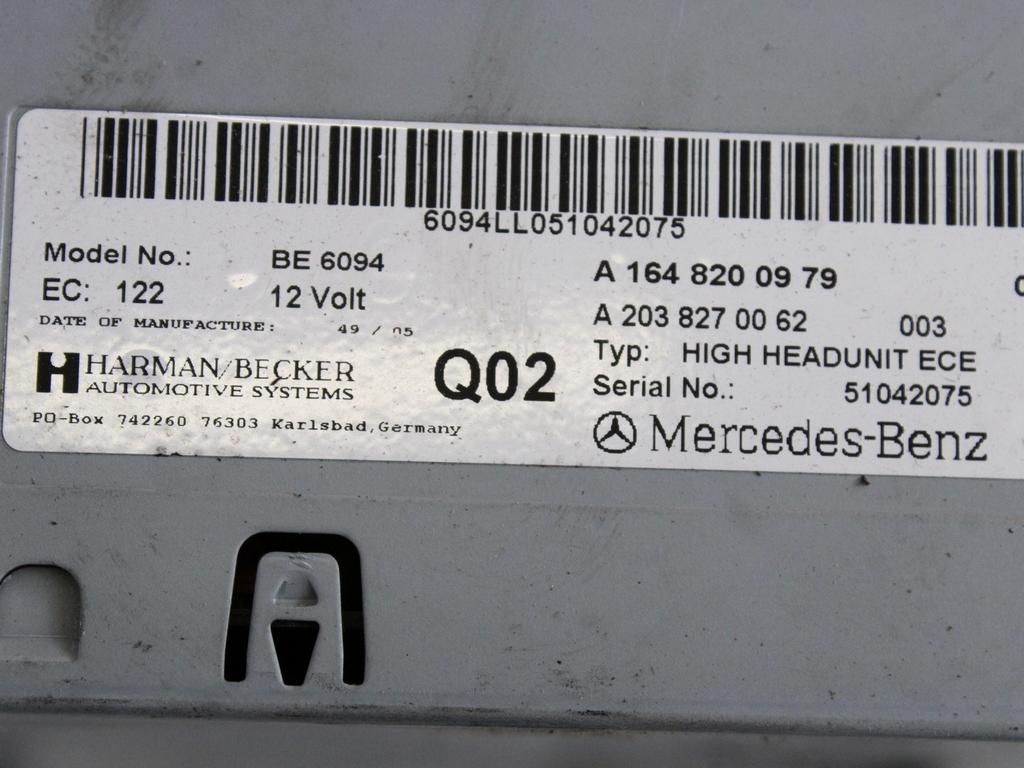 REZERVNI DELI, RADIJSKO-NAVIGACIJSKE NAPRAVE OEM N. A1648200979 ORIGINAL REZERVNI DEL MERCEDES CLASSE ML W164 (2005-2008)DIESEL LETNIK 2006