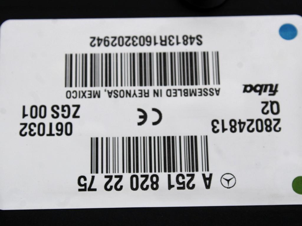 OJACEVALEC / ANTENA OEM N. A2518202275 ORIGINAL REZERVNI DEL MERCEDES CLASSE ML W164 (2005-2008)DIESEL LETNIK 2006