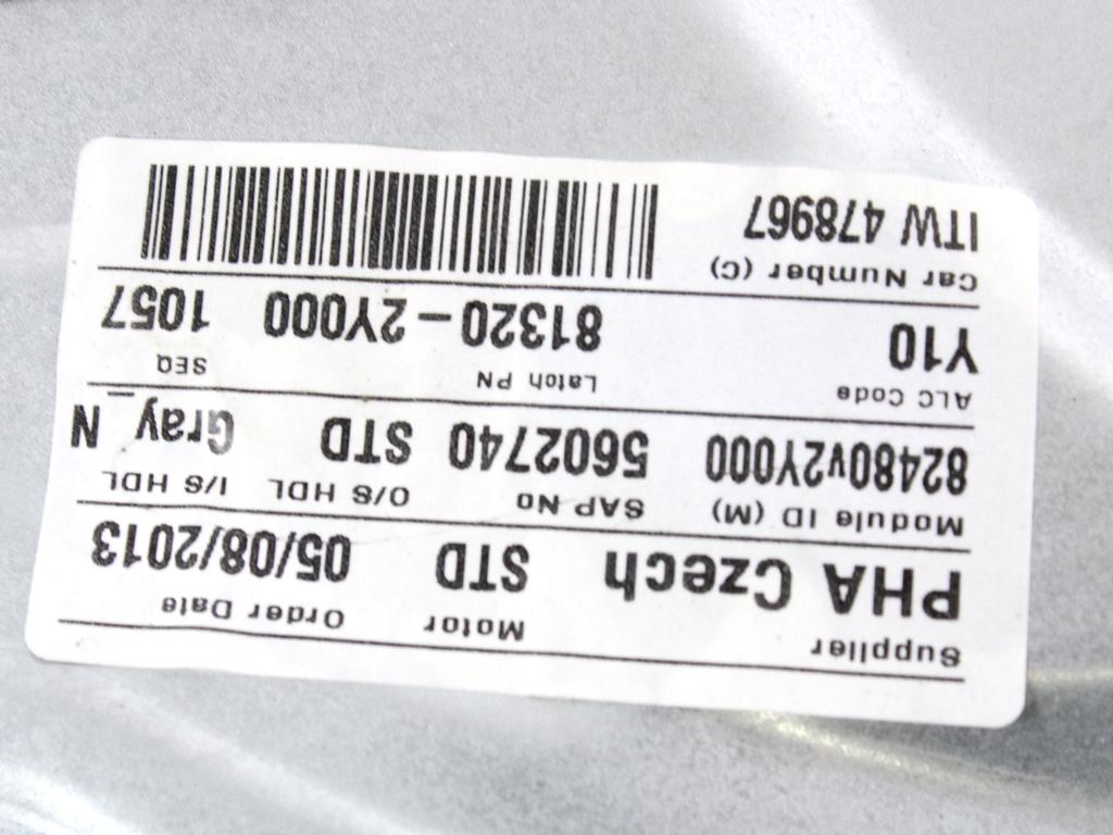 MEHANIZEM DVIGA SPREDNJIH STEKEL  OEM N. 33134 SISTEMA ALZACRISTALLO PORTA ANTERIORE ELETTR ORIGINAL REZERVNI DEL HYUNDAI IX35 LM EL ELH (2009 - 2015)DIESEL LETNIK 2013