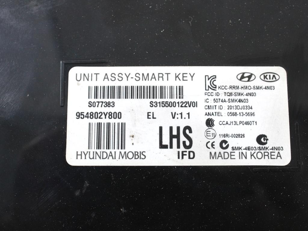 KOMPLET ODKLEPANJE IN VZIG  OEM N. 33134 KIT ACCENSIONE AVVIAMENTO ORIGINAL REZERVNI DEL HYUNDAI IX35 LM EL ELH (2009 - 2015)DIESEL LETNIK 2013