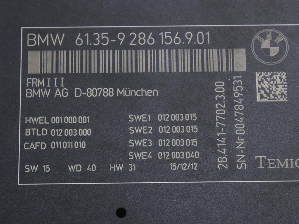 RACUNALNIK ZAROMETOV OEM N. 61359286156 ORIGINAL REZERVNI DEL BMW X3 F25 (2010 - 2017)DIESEL LETNIK 2013