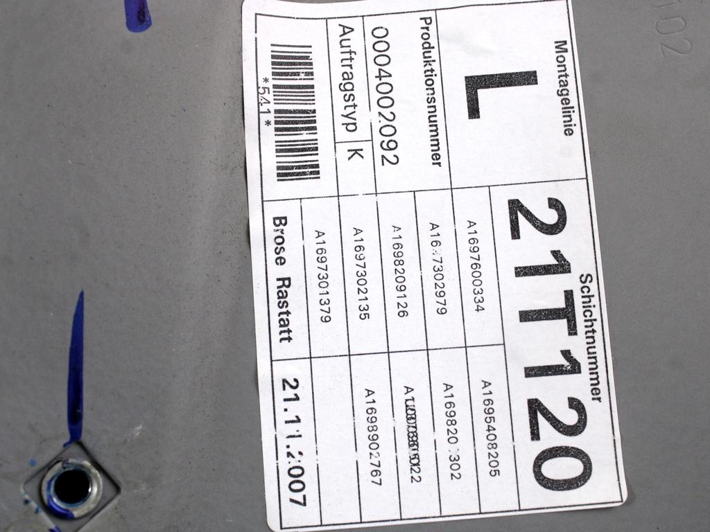 MEHANIZEM DVIGA ZADNJIH STEKEL  OEM N. 18264 SISTEMA ALZACRISTALLO PORTA POSTERIORE ELETT ORIGINAL REZERVNI DEL MERCEDES CLASSE A W169 5P C169 3P R (05/2008 - 2012) DIESEL LETNIK 2008