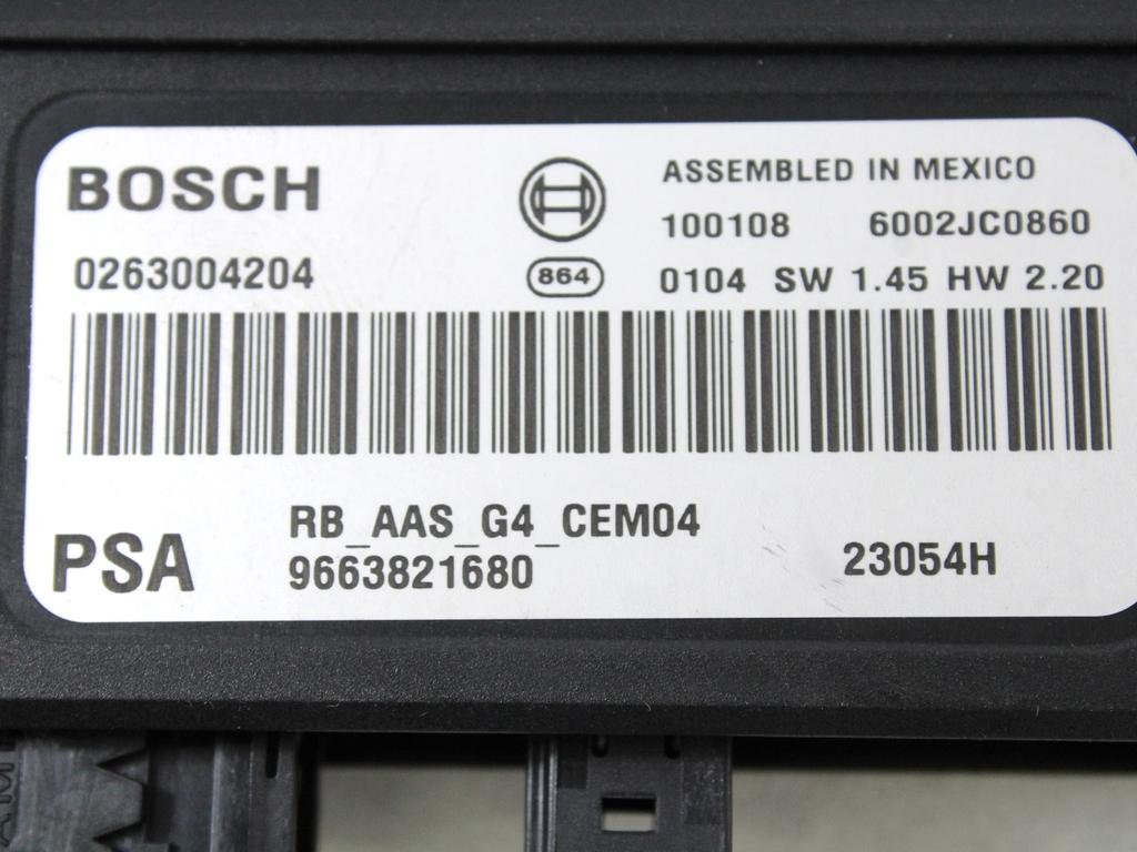 ECU PARKIRNI SENZORJI OEM N. 9663821680 ORIGINAL REZERVNI DEL CITROEN C3 PICASSO MK1 (2009 - 2012) DIESEL LETNIK 2010