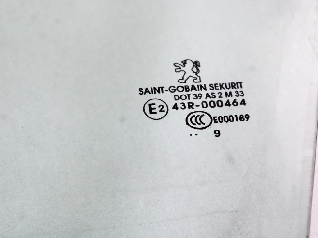 STEKLO SPREDNJIH LEVIH VRAT OEM N. 9201J0 ORIGINAL REZERVNI DEL PEUGEOT 207 / 207 CC WA WC WD WK (2006 - 05/2009) BENZINA/GPL LETNIK 2009