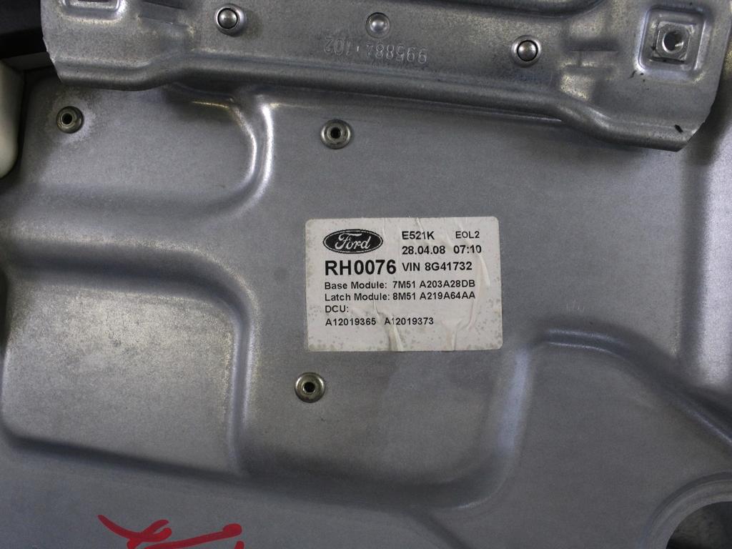 MEHANIZEM DVIGA SPREDNJIH STEKEL  OEM N. 18936 SISTEMA ALZACRISTALLO PORTA ANTERIORE ELETTR ORIGINAL REZERVNI DEL FORD FOCUS DA HCP DP MK2 R BER/SW (2008 - 2011) DIESEL LETNIK 2008