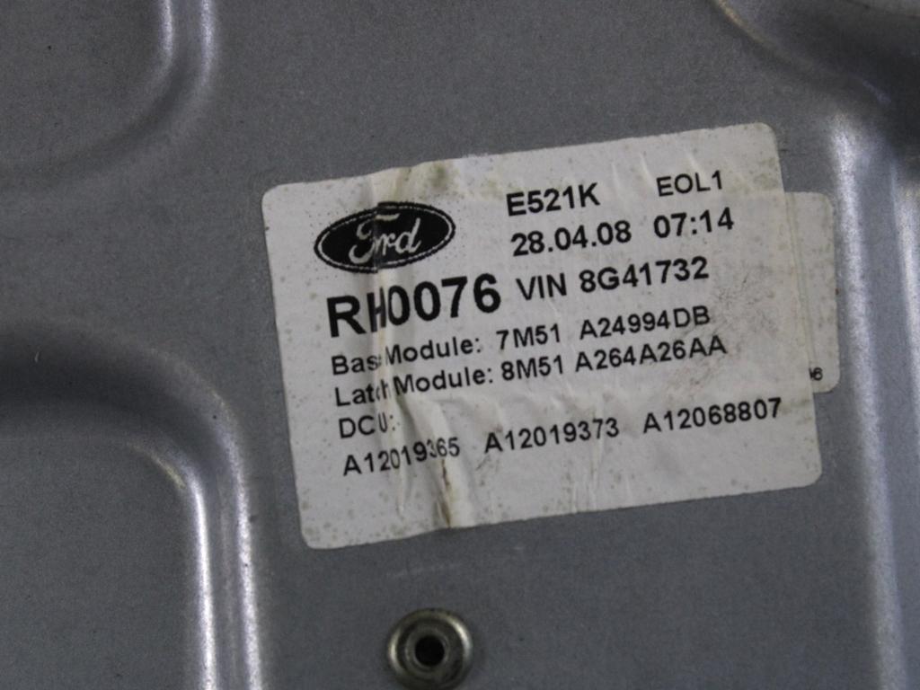 MEHANIZEM DVIGA ZADNJIH STEKEL  OEM N. 18936 SISTEMA ALZACRISTALLO PORTA POSTERIORE ELETT ORIGINAL REZERVNI DEL FORD FOCUS DA HCP DP MK2 R BER/SW (2008 - 2011) DIESEL LETNIK 2008