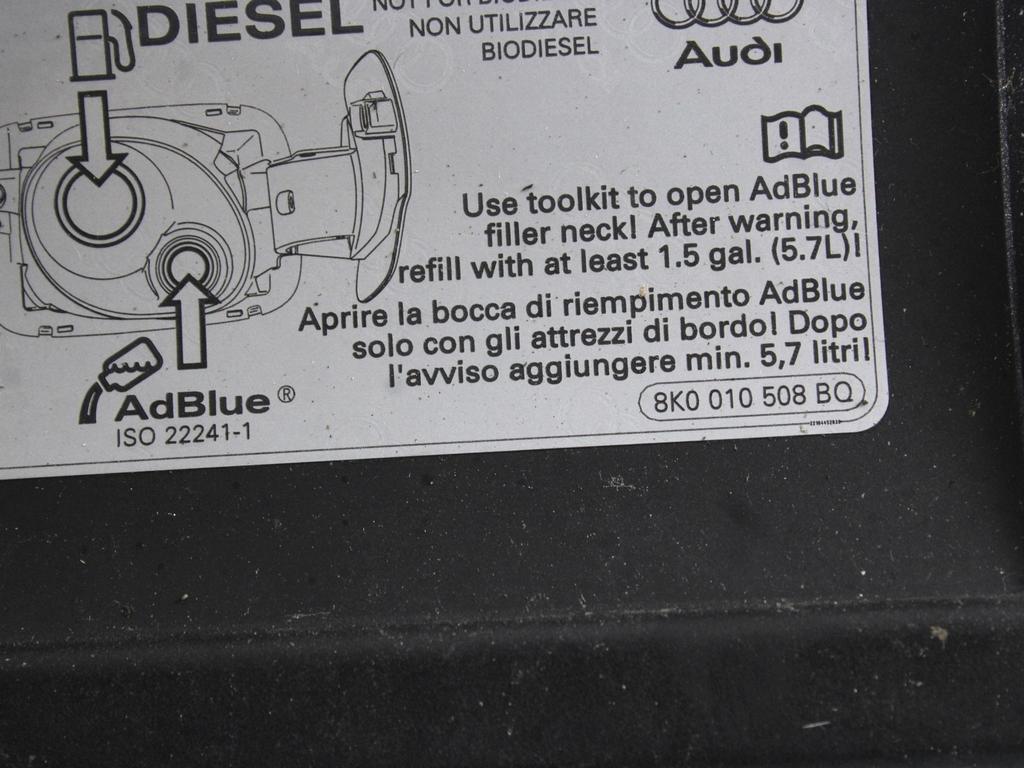 LOPUTA GORIVA OEM N. 4G0809907GRU ORIGINAL REZERVNI DEL AUDI A6 C7 BER/SW/ALLROAD (2011 - 2018)DIESEL LETNIK 2017