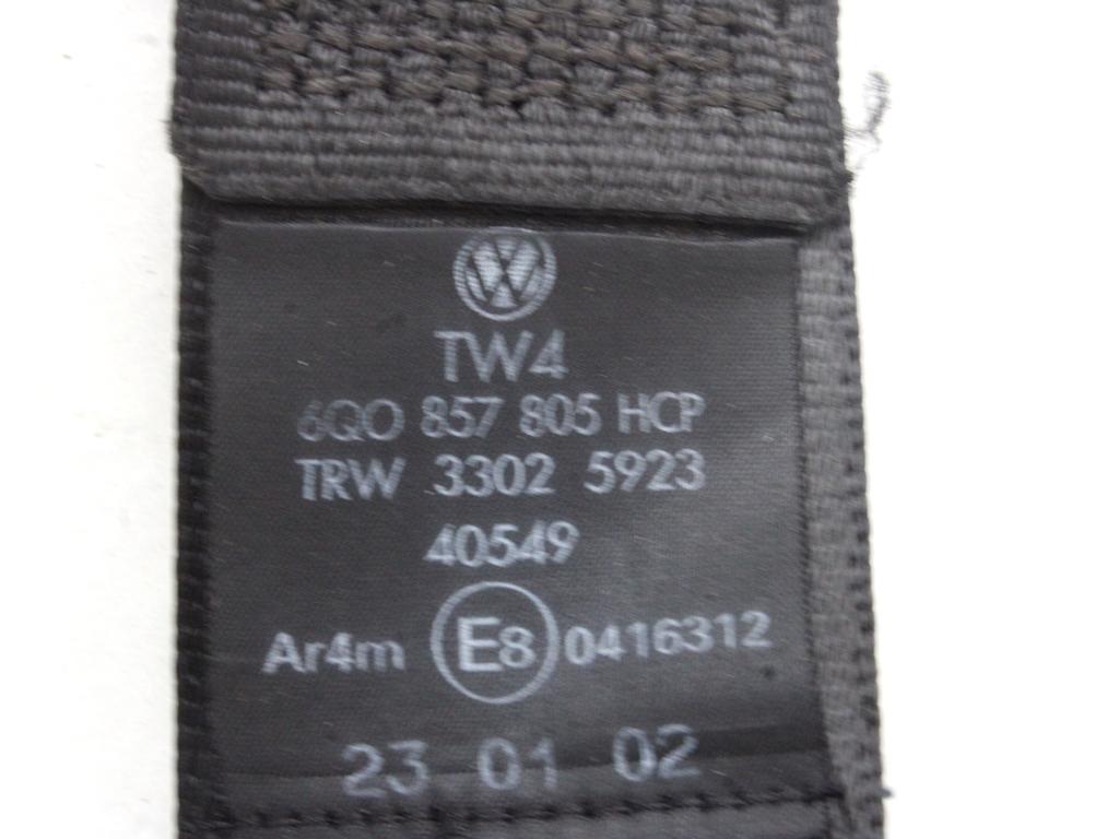 VARNOSTNI PAS OEM N. 6Q0857805HCP ORIGINAL REZERVNI DEL VOLKSWAGEN POLO 9N (10/2001 - 2005) BENZINA LETNIK 2002