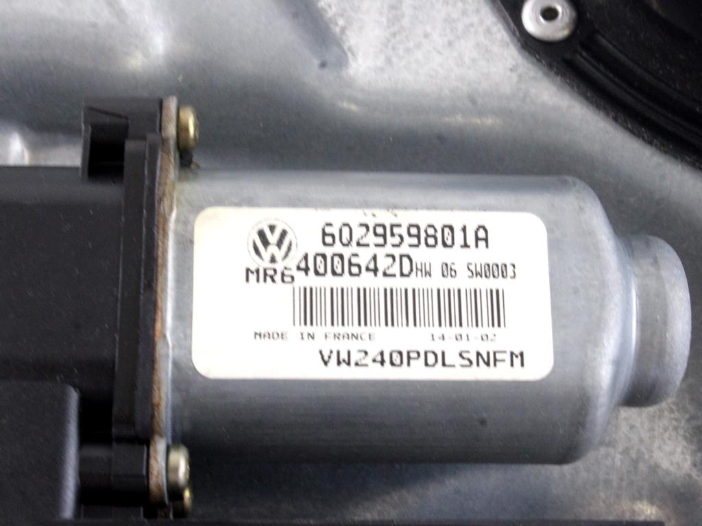 MEHANIZEM DVIGA SPREDNJIH STEKEL  OEM N. 16332 SISTEMA ALZACRISTALLO PORTA ANTERIORE ELETTR ORIGINAL REZERVNI DEL VOLKSWAGEN POLO 9N (10/2001 - 2005) BENZINA LETNIK 2002