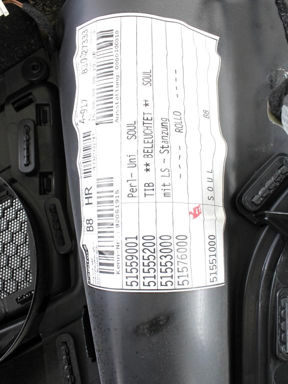 VRATNI PANEL OEM N. PNPDTADA4B8SW5P ORIGINAL REZERVNI DEL AUDI A4 B8 8K2 BER/SW/CABRIO (2007 - 11/2015) DIESEL LETNIK 2009