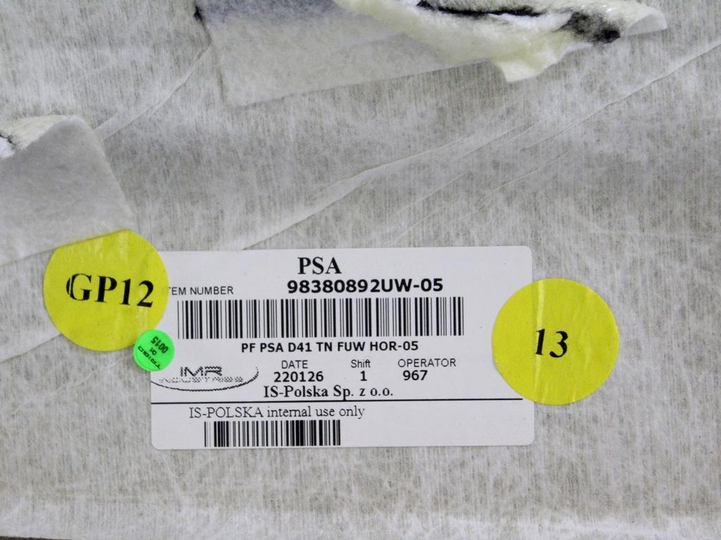 NEBO TKANINE STREHO OEM N. 98380892UW ORIGINAL REZERVNI DEL DS DS4 D41 MK2 (DAL 2021)IBRIDO (ELETRICO-BENZINA) LETNIK 2022