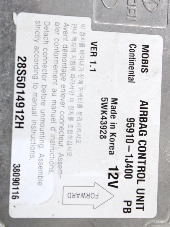 KIT AIRBAG KOMPLET OEM N. 30901 KIT AIRBAG COMPLETO ORIGINAL REZERVNI DEL HYUNDAI I20 PB PBT MK1 (2008 - 2012)BENZINA/GPL LETNIK 2010