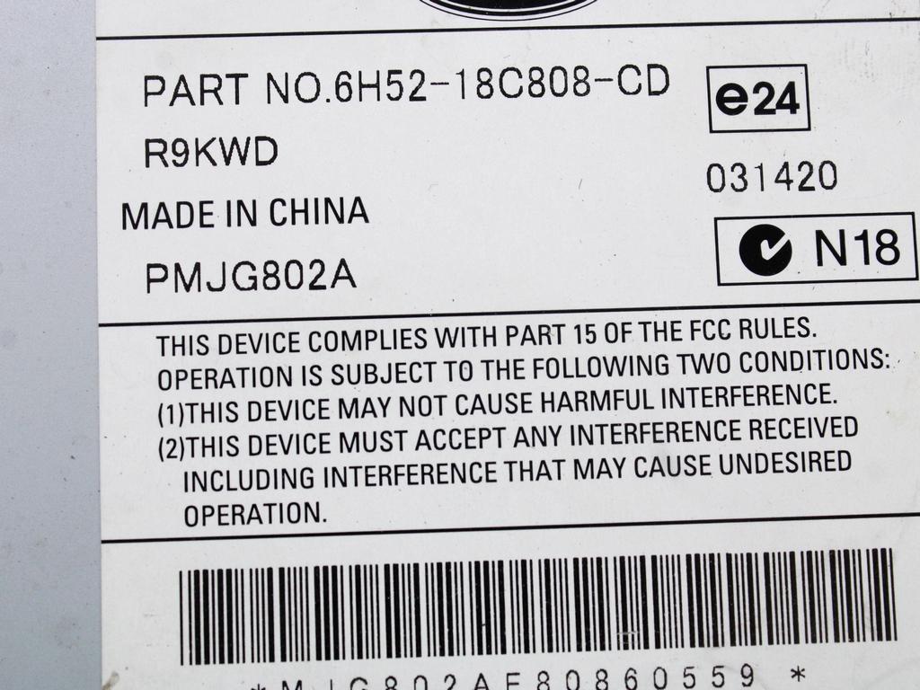 OJACEVALEC AVDIO/RADIO ENOTA  OEM N. 6H52-18C808-CD ORIGINAL REZERVNI DEL JAGUAR XF X250 MK1 (2008 - 2011)BENZINA LETNIK 2009