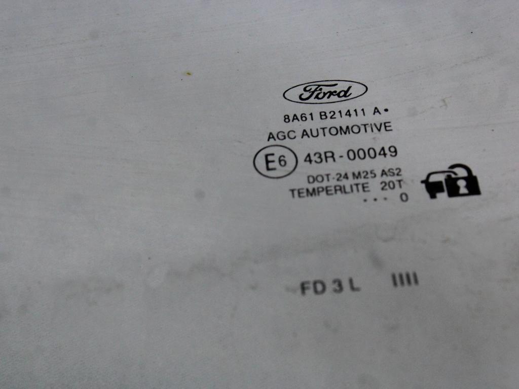 STEKLO SPREDNJIH LEVIH VRAT OEM N. 8A61-B21411-A ORIGINAL REZERVNI DEL FORD FIESTA CB1 CNN MK6 (09/2008 - 11/2012) DIESEL LETNIK 2010