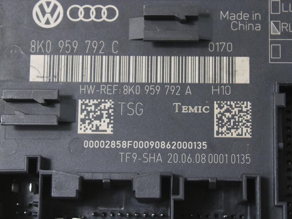 RACUNALNIK VRAT IN STEKEL OEM N. 8K0959793C ORIGINAL REZERVNI DEL AUDI A4 B8 8K2 BER/SW/CABRIO (2007 - 11/2015) DIESEL LETNIK 2008