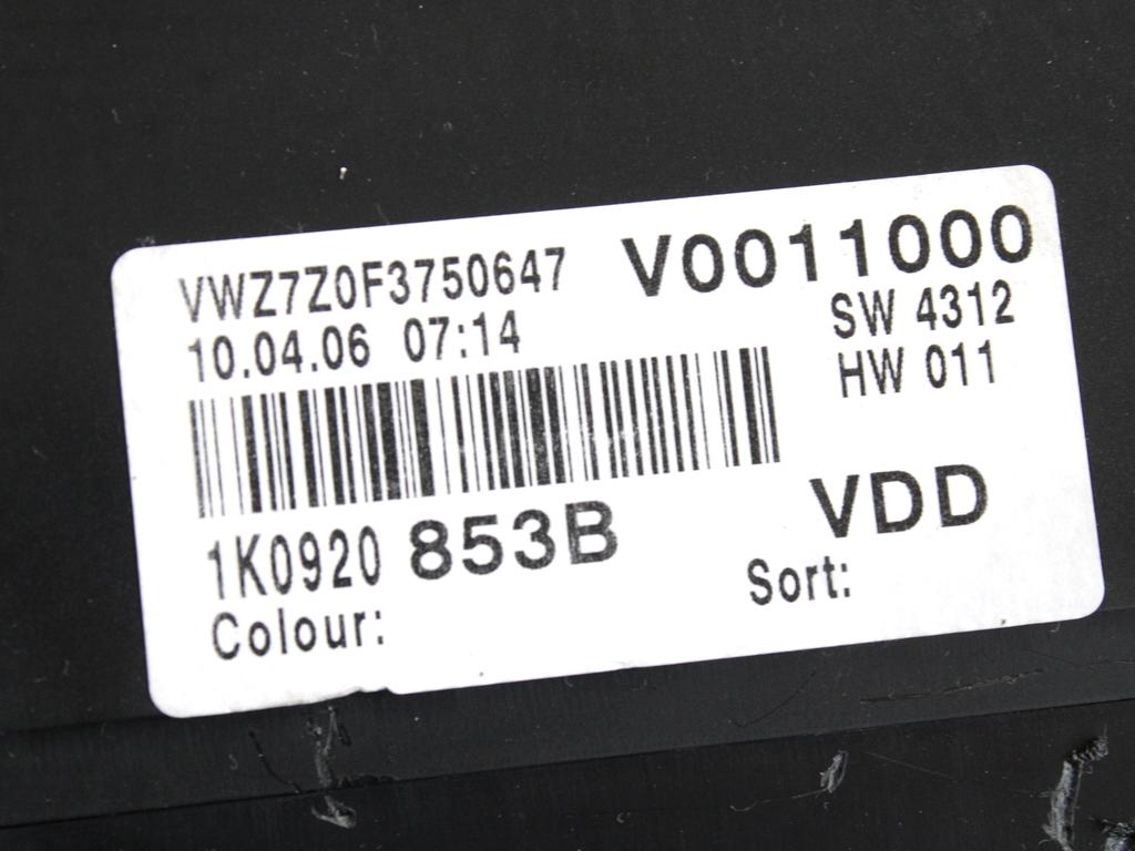 KOMPLET ODKLEPANJE IN VZIG  OEM N. 17484 KIT ACCENSIONE AVVIAMENTO ORIGINAL REZERVNI DEL VOLKSWAGEN GOLF V 1K1 1K5 MK5 BER/SW (02/2004-11/2008) DIESEL LETNIK 2006