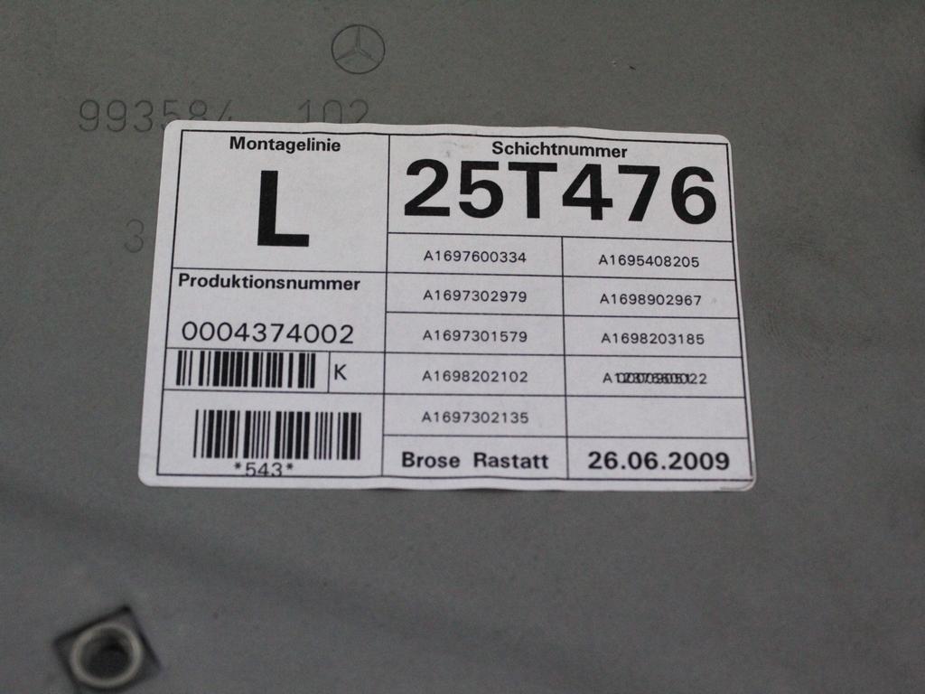 MEHANIZEM DVIGA ZADNJIH STEKEL  OEM N. 31062 SISTEMA ALZACRISTALLO PORTA POSTERIORE ELETT ORIGINAL REZERVNI DEL MERCEDES CLASSE B W245 T245 5P (2005 - 2011) BENZINA LETNIK 2009