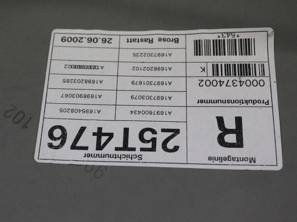 MEHANIZEM DVIGA ZADNJIH STEKEL  OEM N. 31062 SISTEMA ALZACRISTALLO PORTA POSTERIORE ELETT ORIGINAL REZERVNI DEL MERCEDES CLASSE B W245 T245 5P (2005 - 2011) BENZINA LETNIK 2009