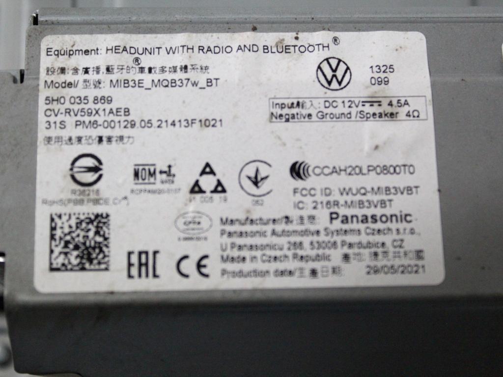 POTOVALNI RACUNALNIK OEM N. 5H0035869 ORIGINAL REZERVNI DEL VOLKSWAGEN GOLF VIII CD1 MK8 (DAL 2019)DIESEL LETNIK 2021