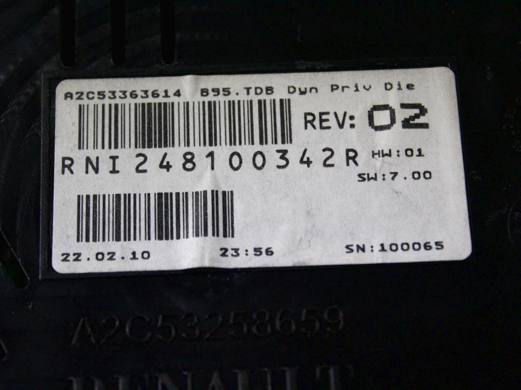 KILOMETER STEVEC OEM N. 248100342R ORIGINAL REZERVNI DEL RENAULT MEGANE MK3 BZ0/1 B3 DZ0/1 KZ0/1 BER/SPORTOUR/ESTATE (2009 - 2015) DIESEL LETNIK 2010