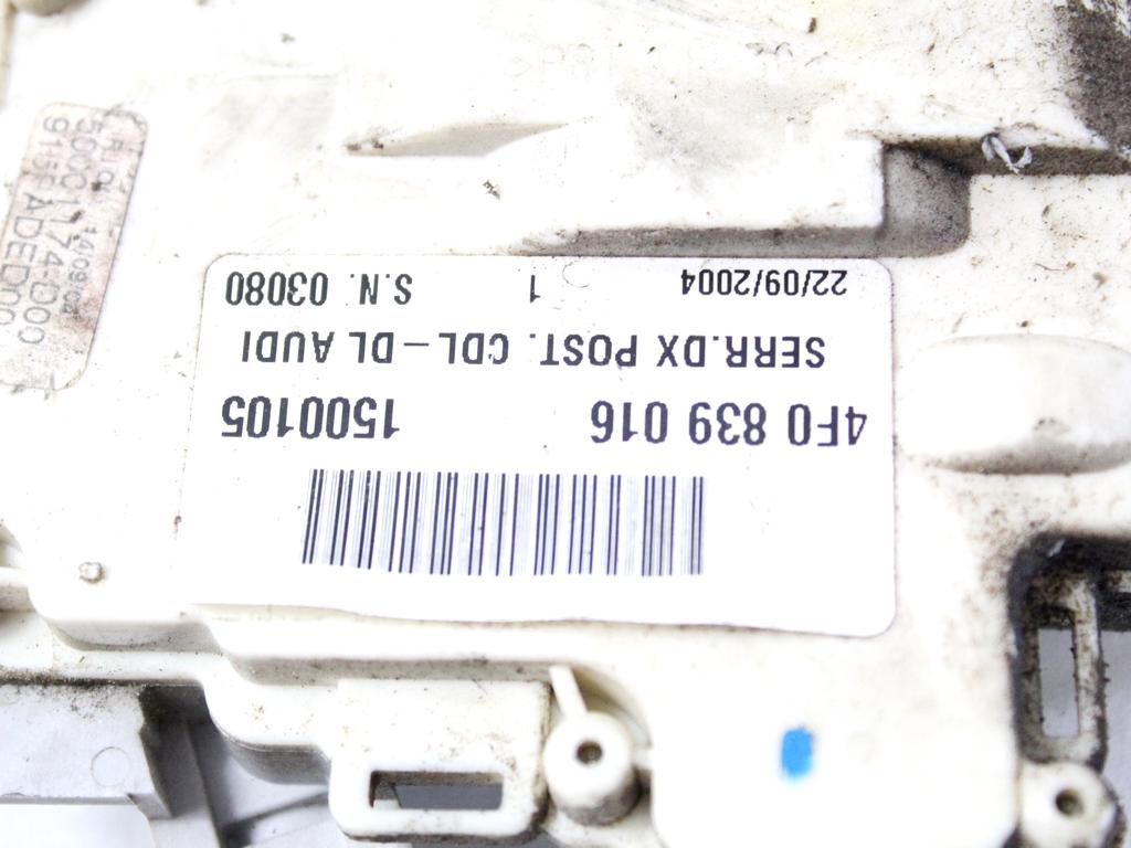 CENTRALNO ZAKLEPANJE ZADNJIH DESNIH VRAT OEM N. 4F0839016 ORIGINAL REZERVNI DEL AUDI A3 MK2 8P 8PA 8P1 (2003 - 2008)DIESEL LETNIK 2004