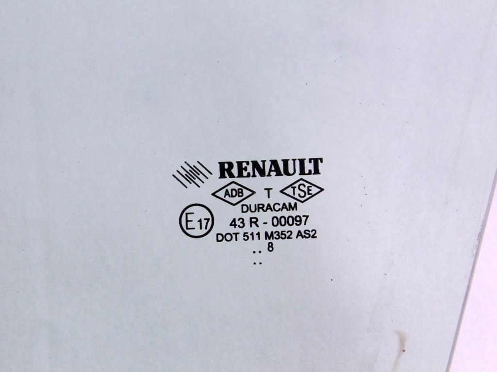 STEKLO SPREDNJIH LEVIH VRAT OEM N. 8200427619 ORIGINAL REZERVNI DEL RENAULT CLIO BR0//1 CR0/1 KR0/1 MK3 (2005 - 05/2009) BENZINA LETNIK 2009