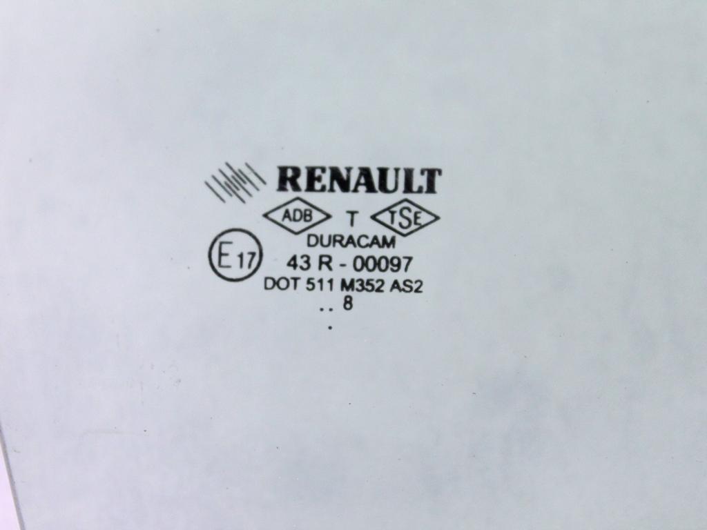 STEKLO SPREDNJIH DESNIH VRAT OEM N. 8200427616 ORIGINAL REZERVNI DEL RENAULT CLIO BR0//1 CR0/1 KR0/1 MK3 (2005 - 05/2009) BENZINA LETNIK 2009