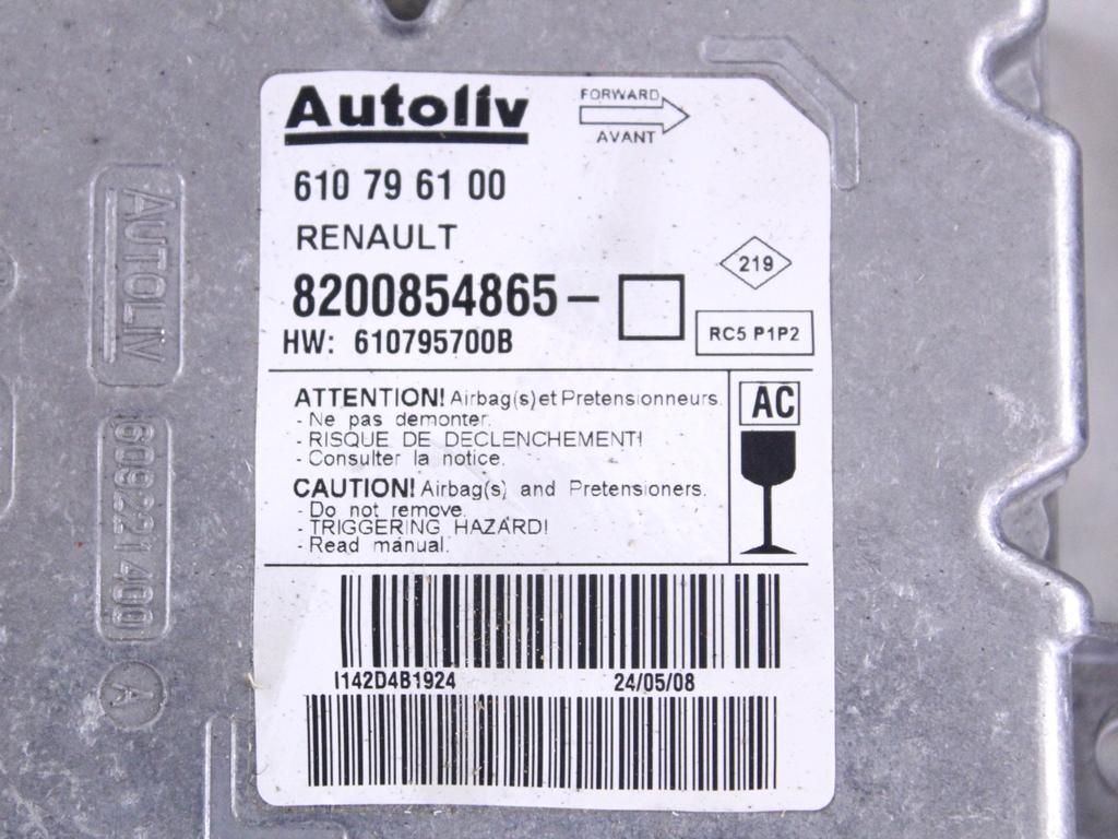 KIT AIRBAG KOMPLET OEM N. 23451 KIT AIRBAG COMPLETO ORIGINAL REZERVNI DEL RENAULT CLIO BR0//1 CR0/1 KR0/1 MK3 (2005 - 05/2009) BENZINA LETNIK 2009